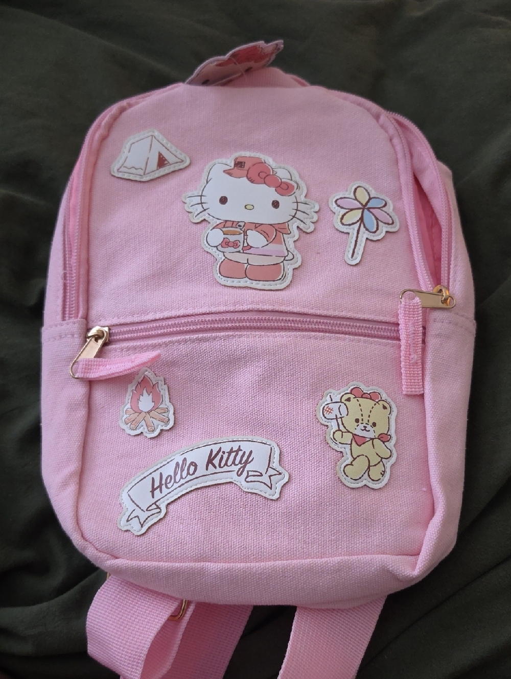 Hello Kitty Pink Canvas Kids Backpack with Character Patches